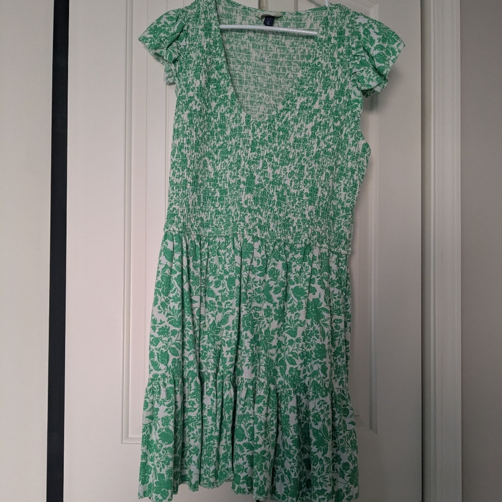 Green and White Floral Dress
